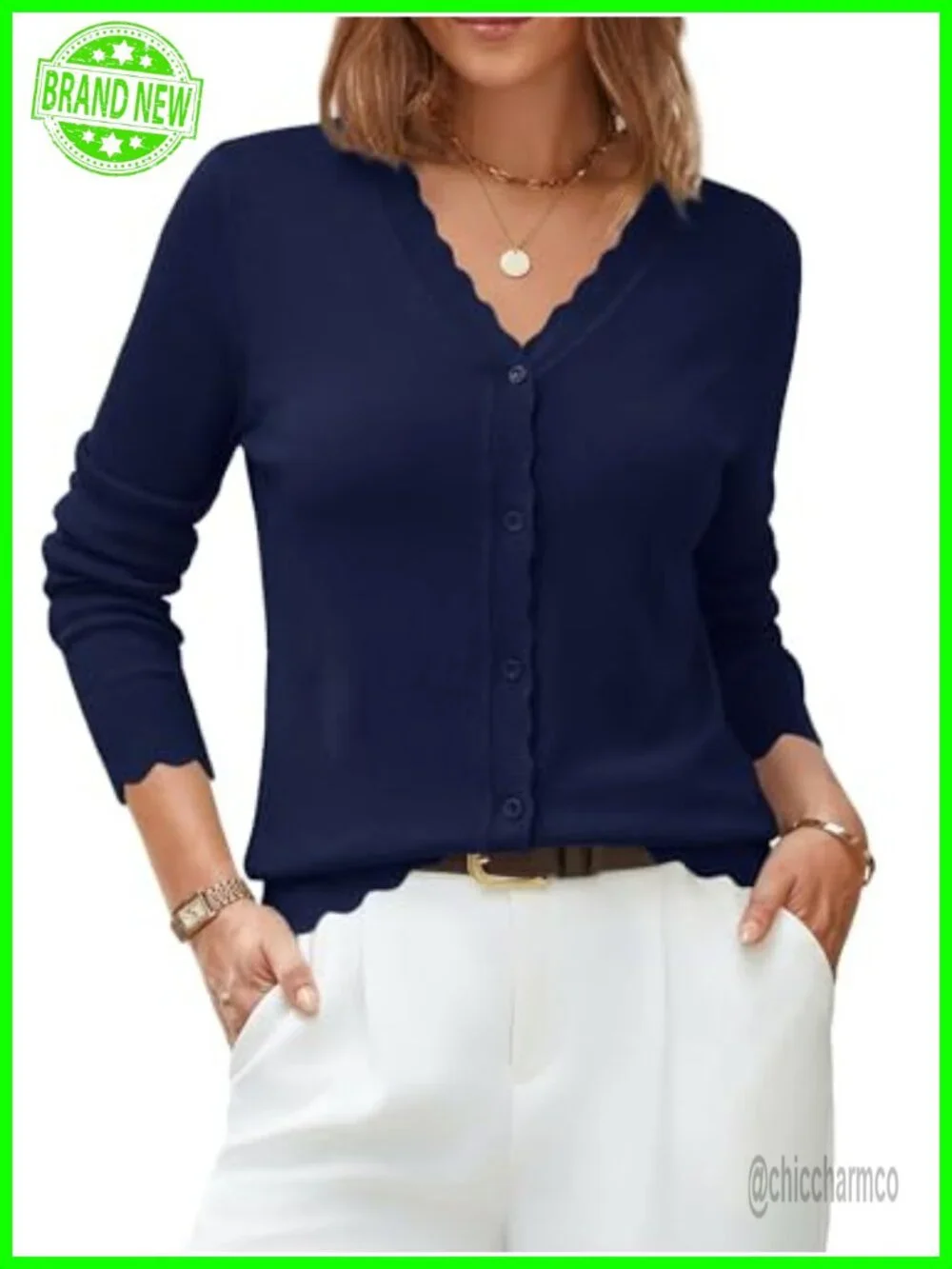 Lightweight V-Neck Cardigan Sweater for Women Long Sleeve Button Up Ribbed Knit